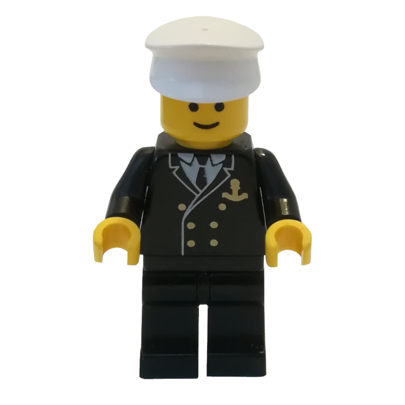 Lego Boat Admiral, Black Suit with Gold Anchor (3626b Head)