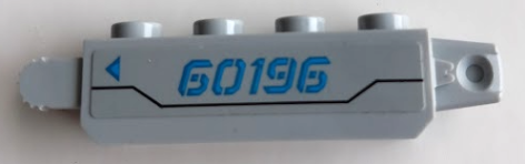 Lego Hinge Brick 1 x 4 Locking with Dark Azure '60196', Triangle and Black Line Pattern Model Right Side (Sticker) - Set 60196