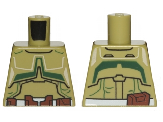 Lego Torso SW Armor with White and Reddish Brown Belt and Dark Green Markings Pattern / Olive Green