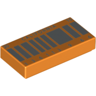 Lego Tile 1 x 2 with Silver Stripes, 'CALIFORNIA', '20', '15' and '136113 9 66' License Plate Print / Orange
