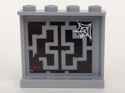 Lego Panel 1 x 4 x 3 with Side Supports - Hollow Studs with Spider Web and Asian Lattice Pattern (Sticker) - Set 70617