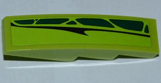 Lego Slope, Curved 4 x 1 with Black Line and Dark Green Scales Pattern Model Left (Sticker) - Set 9443