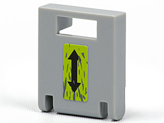 Lego Container, Box 2 x 2 x 2 Door with Slot with Black Double Arrow and Splatters on Lime Background Pattern (Sticker) - Set 8963