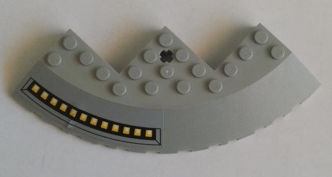 Lego Brick, Round Corner 10 x 10 with Slope 33 Edge, Axle Hole, Facet Cutout with SW Outlet Nozzles Pattern Model Right Side (Sticker) - Set 75042