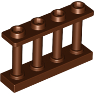 Lego Fence Spindled 1 x 4 x 2 [4 Top Studs] / Reddish Brown