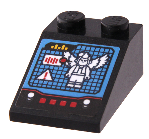 Lego Slope 33 3 x 2 with Control Panel, Screen with Flying Monkey, Lights, Buttons and Switches Pattern (Sticker) - Set 70917 / Black