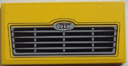 Lego Tile 2 x 4 with Grille and 'CITY' Pattern (Sticker) - Set 60060 / Yellow