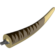 Lego Animal Body Part, Dinosaur, Tyrannosaurus Rex Tail, with Pin, Dark Tan Top and Dark Brown Stripes Print / Tan