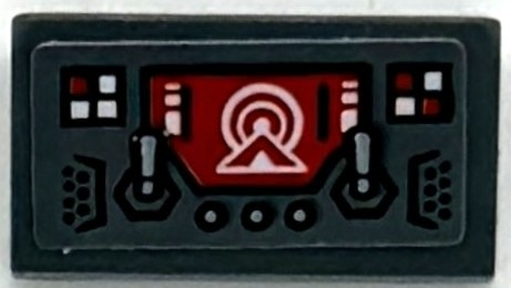 Lego Slope 30 1 x 2 x 2/3 with Control Panel with Red Screen, White Circles, Buttons and Switches Pattern (Sticker) - Set 76294