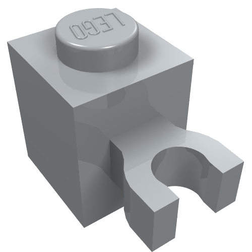 Lego Brick Special 1 x 1 with Clip Vertical [Thick U Clip, Solid Stud] / Light Bluish Gray