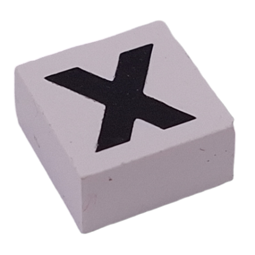 Lego Modulex Tile 2 x 2 with Black 'X' Print, Black Internal Lining, White Dot / Modulex White