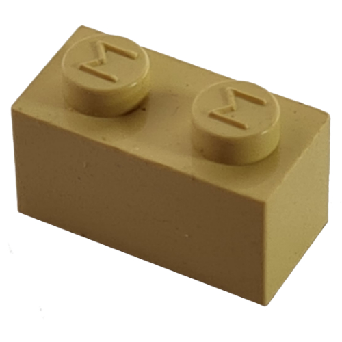 Lego Modulex Brick 1 x 2 with M on Stud / Modulex Buff