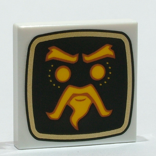 Lego Tile 2 x 2 with Black Square, Gold Master Wu Drawing print / White
