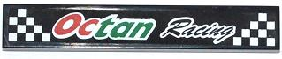 Lego Tile 1 x 6 with 'Octan Racing' and Black and White Checkered Pattern (Sticker) - Set 60053 / Black