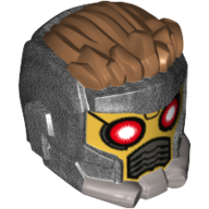 Lego Hair and Helmet Space Wraparound, Spiky Medium Nougat, Breathing Vents Print (Star-Lord) / Pearl Titanium