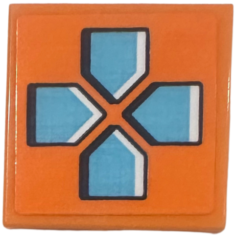 Lego Tile 2 x 2 with Medium Azure Video Game Controller Directional Pad Pattern (Sticker) - Set 42674