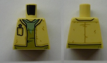 Lego Torso SW Vest with Pocket, Olive Green and Sand Green Shirt Pattern (Hrchek Kal Fas) / Tan