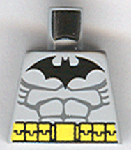 Lego Torso Batman Logo with Muscles and Yellow Belt Pattern / Light Bluish Gray