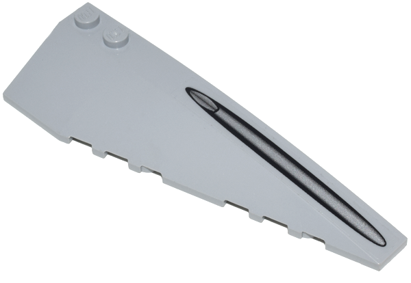 Lego Wedge 10 x 3 Right with Elongated Silver and Black Oval Pattern (Sticker) - Set 7660 / Light Bluish Gray