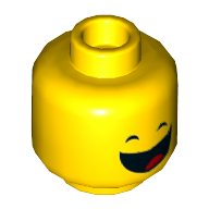 Lego Minifig Head Benny, Dual Sided, Frown / Smile with Wide Open Mouth Showing Tongue Print [Hollow Stud] / Yellow