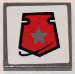 Lego Tile 2 x 2 with Space Police 3 Badge on White Background Pattern (Sticker) - Set 5985 / Dark Bluish Gray