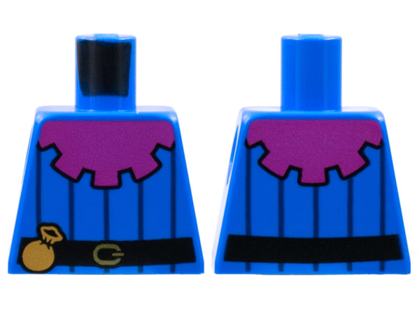Lego Torso Magenta Mantle, 5 Dark Blue Pinstripes, Black Belt with Pouch Pattern / Blue