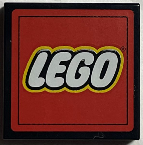 Lego Tile 2 x 2 with LEGO Logo on Red Background Pattern (Sticker) - Sets 40145 / 40305 / 40429 / 40528 / 40574 and Gear 40359 / Black