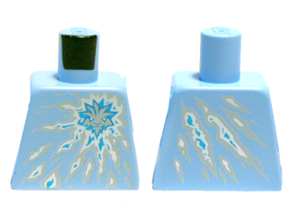 Lego Torso with Ninjago Ice Tiger Head Symbol on White, Silver and Metallic Cyan Shards Energy Pattern