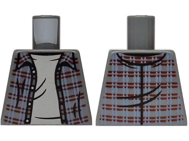 Lego Torso Flannel Shirt over Light Bluish Gray T-Shirt Pattern / Dark Bluish Gray
