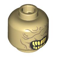 Lego Minifig Head Mouth of Sauron, Dark Tan Wrinkles, Yellow Sharp Teeth Print