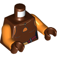 Lego Torso Vest Top with Dark Red Belt Print (Ahsoka Tano), Orange Arms, Reddish Brown Hands / Reddish Brown