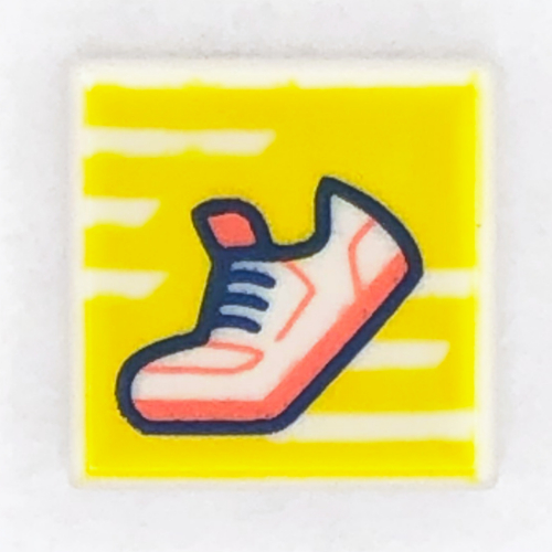 Lego Tile 1 x 1 with Coral Sneaker on Yellow Background Print