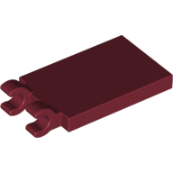 Lego Tile Special 2 x 3 with 2 Clips [Thick Open O Clips] / Dark Red