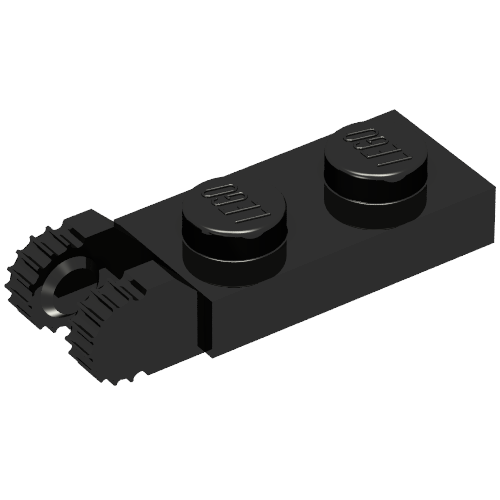 Lego Hinge Plate 1 x 2 Locking with 2 Fingers On End, without Groove, 9 Teeth / Black