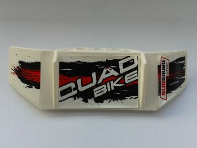Lego Technic, Panel Car Spoiler 3 x 8 with Three Holes with 'QUAD BIKE', 'SUBSOUND LIMITER' and Black and Red Stains Pattern Model Right Side (Stickers) - Set 8262