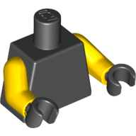 Lego Torso, Yellow Arms, Black Hands [Plain]