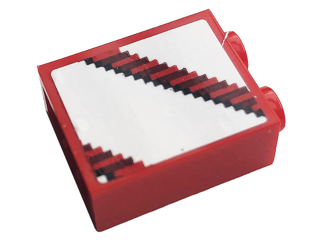 Lego Brick 1 x 2 x 2 with Inside Stud Holder with Gray and White Stripes Pattern (Sticker) - Set 10272