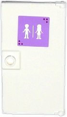 Lego Door 1 x 4 x 6 with Stud Handle with Male and Female Friends Silhouettes on Lavender Background (Unisex Restroom) Pattern (Sticker) - Set 41005 / White