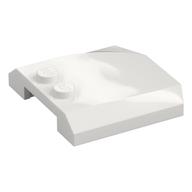 Lego Brick Wedged, Curved Triple 4 x 4 x 2/3, 2 Studs with 'SUPER POWERED' Print / White