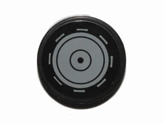 Lego Tile, Round 2 x 2 with Dark Bluish Gray Concentric Circles and Line Segments Pattern (Sticker) - Set 75043