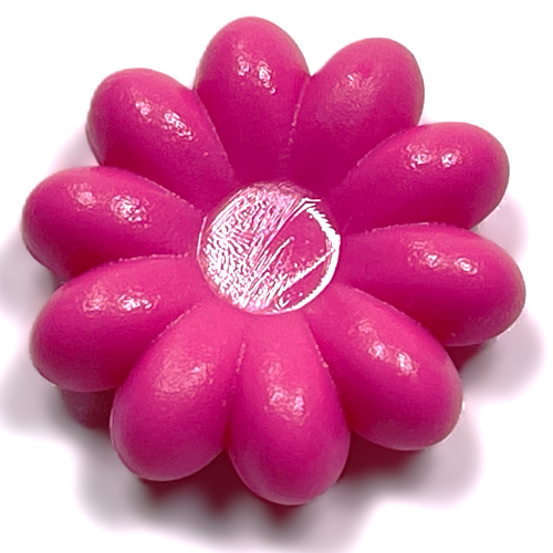 Lego Clikits Icon, Flower 2 x 2 Large, 10 Petals with Pin [Frosted] / Dark Pink