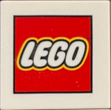 Lego Tile 2 x 2 with Modern LEGO Logo Small Pattern / White