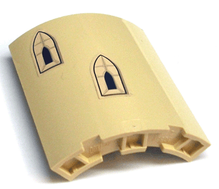 Lego Cylinder Quarter 4 x 4 x 6 with Castle Windows, Higher Window on Left Pattern (Stickers) - Set 3828