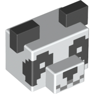 Lego Animal Body Part, Panda Head, Pixelated Eyes, Nose, and Mouth Print / White