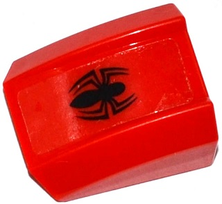 Lego Slope, Curved 2 x 2 Lip with Black Spider Pattern (Sticker) - Set 76014 / Red
