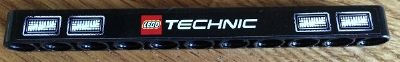 Lego Technic, Liftarm Thick 1 x 11 with Four Headlights and LEGO TECHNIC Logo Pattern (Sticker) - Set 8052