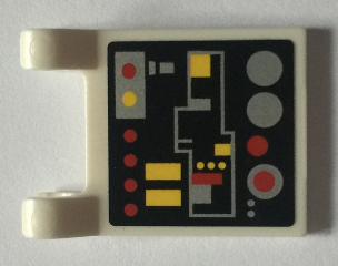 Lego Flag 2 x 2 Square with Flat Edge with Red and Yellow Lights and Buttons Pattern (Sticker) - Set 7754