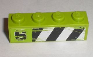 Lego Brick 1 x 4 with '6' and Black and White Danger Stripes Pattern Model Left Side (Sticker) - Set 8211
