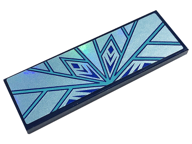 Lego Tile 2 x 6 with Metallic Light Blue Snowflake and Ice Crystals Pattern (Sticker) - Set 43197