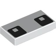 Lego Tile 1 x 2 with Square Black Eyes print / White